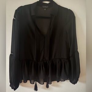 Topshop Elegant Relaxed Fit Black Women's Top
